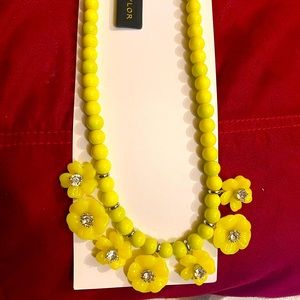 Ann Taylor yellow floral statement necklace